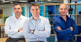The three co-founders of Payhawk - Hristo Borisov, Boyko Karadzhov, and Konstantin Dzhengozov