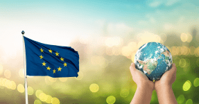 Sustainability policy - EU flag an planet earth