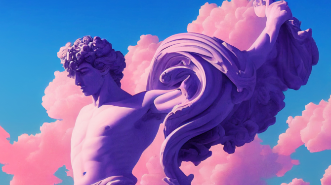 Greek god sculpture, Nuchylee, Canva