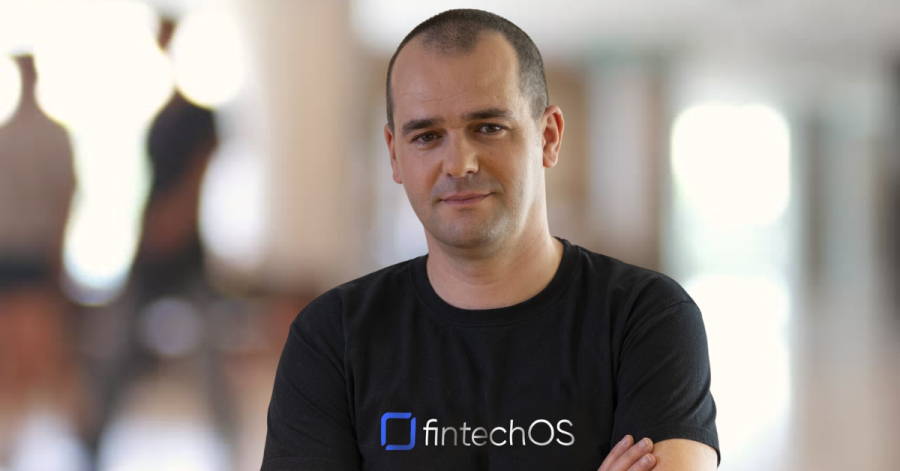 Teodor Blidarus, CEO of FintechOS with blurry backround