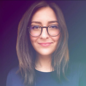 Georgia Diaconescu, Marketing Lead at Canva on Dark background