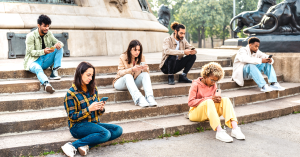 People sitting on a staircase