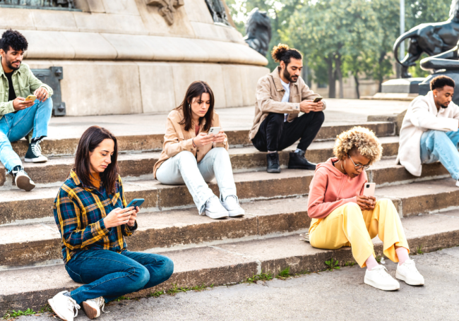 People sitting on a staircase