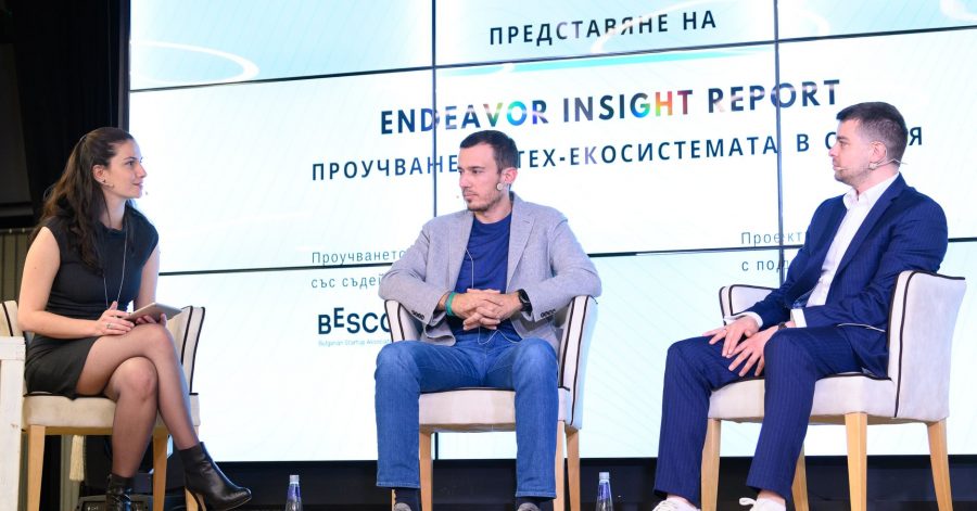 Endeavor Bulgaria Insight Report event, panel discussion with Hristo Borisov (Payhawk) and Vassil Terziev (Eleven Ventures), moderated by Irina Obushtarova (The Recursive)