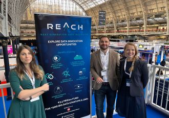 a piture of Elena Blagoeva, Aleksandar Zobec and Anu Oks - The team of Big Data Incubator - REACH