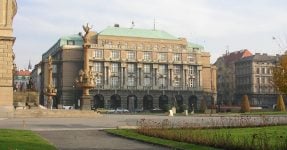 Front view Faculty of Arts of Charles University in Prague.