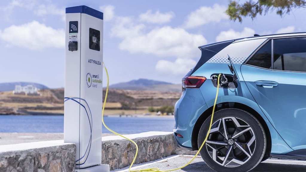Clean energy electric vehicle in Astypalea, Greece
