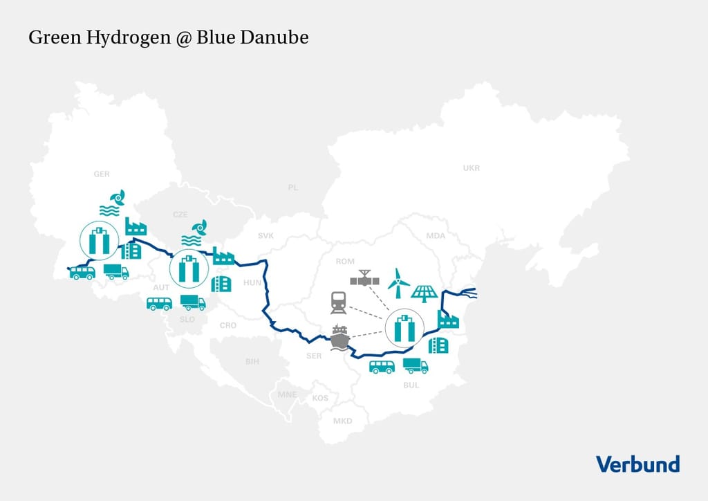 Green Hydrogen @ Blue Danube Project Map, Verbund