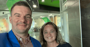 Sarah Glofcheskie and Alex Melamed, founders of BeMe, at Campus X